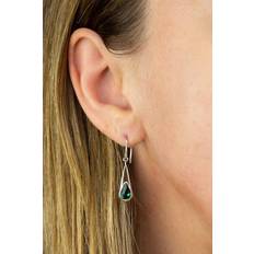 Fiorelli Sterling Silver & Gold Plate Green Preciosa Crystal Teardrop Earrings