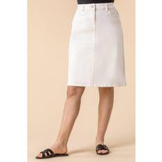 Roman Line Stretch Denim Skirt - White