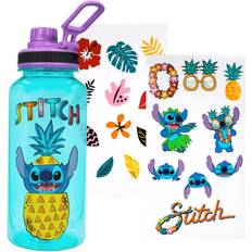Silver Buffalo Disney Lilo & Stitch Pineapple 32-Ounce Twist Spout Water Bottle And Sticker Set