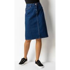 Roman Line Stretch Denim Skirt - Indigo