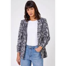 Roman Animal Ruched Sleeve Blazer Jacket