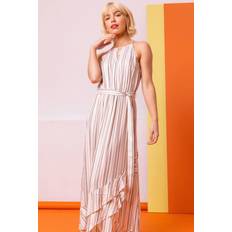 Roman Stripe Print Frill Detail Maxi Dress