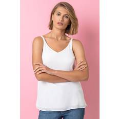 White Bodysuits Roman Cross Back V-Neck Camisole