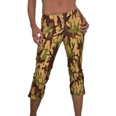 Stretch Cropped Camouflage Print Trousers