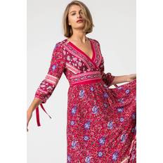 Roman Floral Border Print Maxi Dress - Red