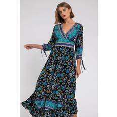 Roman Floral Border Print Maxi Dress - Black