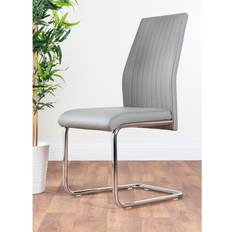 Furniturebox Fontana Elephant Grey and Chrome Kitchen Chair 97cm 2pcs