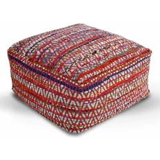 Red Stools Homescapes Multi-Colour Chindi Square Bean Filled Pouffe