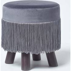 Grey Foot Stools Homescapes Warwick Velvet Foot Stool