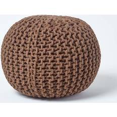 Pink Poufs Homescapes Chocolate Brown Knitted Footstool Pouffe