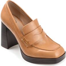 Journee Collection Ezzey Women's Heeled Loafers, 5.5, Med Brown