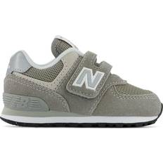 New Balance Kid's 574 Core Hook & Loop - Grey with White