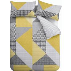 Catherine Lansfield Larsson Geo Duvet Cover Grey, Yellow, Blue, Pink (200x200cm)