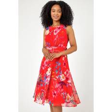 Roman Petite Floral Print Buckle Detail Dress - Coral