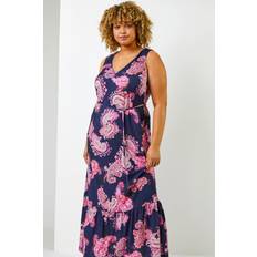 Roman Curve Paisley Print Maxi Dress - Fuchsia Curve