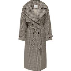 Only Braun karierter Trenchcoat-Brown