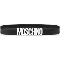 Gold - Men Belts Moschino Lettering Logo Calfskin Belt