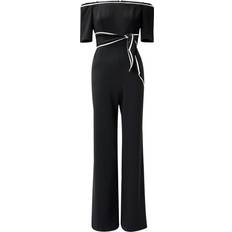 Adrianna Papell Tie Waist Knit Crepe Jumpsuit - Black