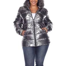 White Mark Metallic Puffer Coat