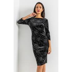 Roman Glitter Star Print Velvet Dress