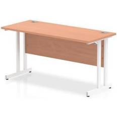 Impulse 1400/600 Rectangle White Cantilever Leg Desk Beech