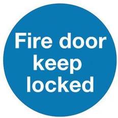 Blue Workplace Signs Sign Fire Door Keep Locked 100x100mm