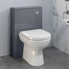 Grey Water Toilets Aurora Bathroom Toilet wc Concealed Cistern Pan Soft Close Gloss Grey 500mm