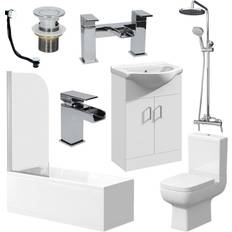 Ceramica Complete Bathroom Suite 1600mm Bath Toilet Basin Shower Tap White