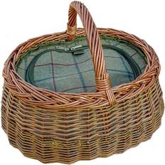 Deluxe Wicker Car Basket with Fitted Cooler Green