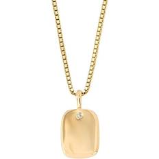 D For Diamond Gold Plated Recycled Silver Rectangle Tag Necklace