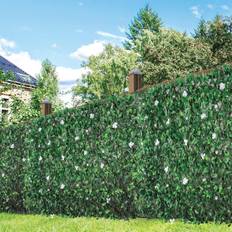 Green Fences Gardenkraft 26150 2.6m 0.7m Peony Flower and Leaf Artificial Expandable Fence Panel uv Fade