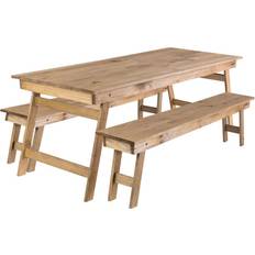 Tramontina Pine Wood 3 Pcs. Patio Dining Set