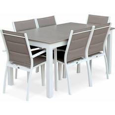 White Patio Dining Sets 6-seater garden Patio Dining Set