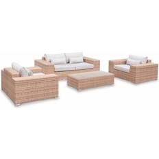 Beige Outdoor Lounge Sets Extra-large 4-seater polyrattan Outdoor Lounge Set