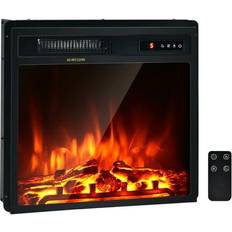 Costway 18'' Electric Fireplace Freestanding & Recessed Heater Black