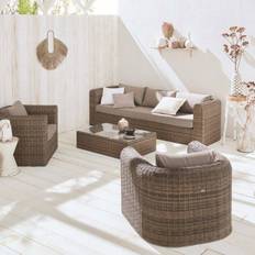 Beige Outdoor Lounge Sets 5-seater rattan Outdoor Lounge Set