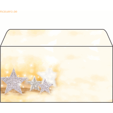 Sigel Weihnachts-Briefumschlag Glitter Stars, gummiert, DIN lang, 50 Stück