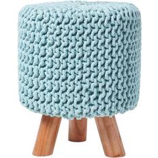 Homescapes Pastel Blue Tall Knitted on Foot Stool
