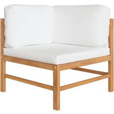 vidaXL Solid Teak Wood Corner Sofa with Cream Outdoor Lounge Set