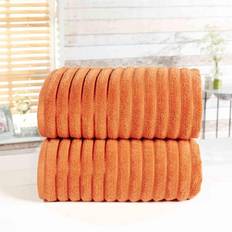 Multicoloured Towels Rapport Set Spice 2 Sheets Ribbed Bath Towel Orange, Multicolour