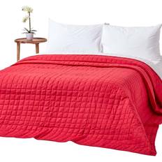 Homescapes Cotton Quilted Reversible Bedspread Red, Pink, Purple, Grey, White, Black