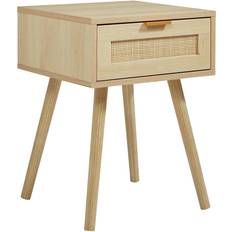 Light Rattan Detail Bedside Table 40x40cm