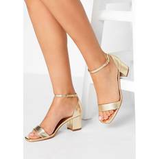 LTS Faux Leather Block Heel Sandals