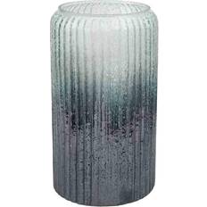 Ivyline Verre Tall Frosted Ribbed Glass Atlantic Blue H30cm Vase