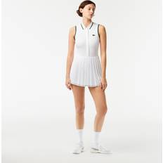 Lacoste Polyester Dresses Lacoste Women's SPORT Built-In Shorty Pleated Tennis Dress White Green