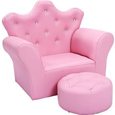 Pink Sofa Beds Kid's Room Costway Pink Faux Leather Upholstery Princess Kids Arm Chair Sofa