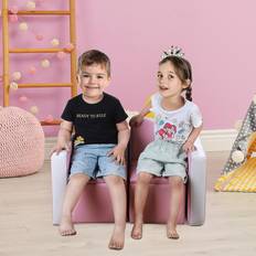 Pink Furniture Set Qaba Kids Sofa 2-in-1 Multi-Functional Chair