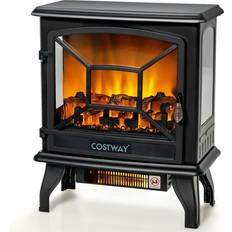 Costway 20'' Freestanding Electric Fireplace Heater Stove Thermostat Black