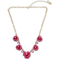 Betsey Johnson Rose Frontal Necklace Pink One