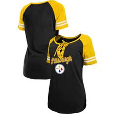 New Era Women's Black/Gold Pittsburgh Steelers Logo Lace-Up Raglan T-Shirt